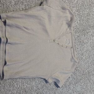 Cropped beige button up.